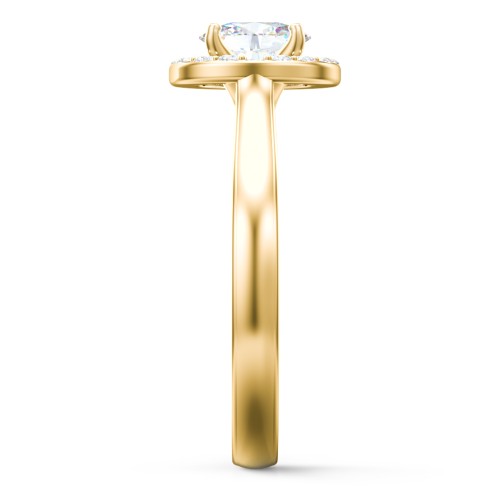 Classic Halo Solitaire Diamond Engagement Ring – 10K Yellow Gold with Lab Diamond