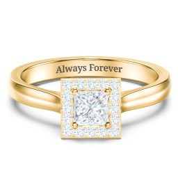 Classic Halo Solitaire Diamond Engagement Ring in 10K Solid Yellow Gold with 04LABDIAM-PC-0.50-VS2-F-G and Lab Diamond