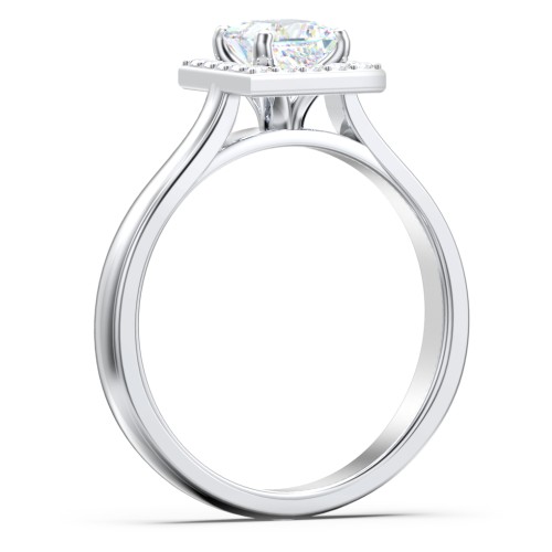 Classic Halo Solitaire Diamond Engagement Ring – 14K White Gold with Lab Diamond