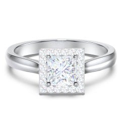 Classic Halo Solitaire Diamond Engagement Ring