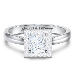 Classic Halo Solitaire Diamond Engagement Ring
