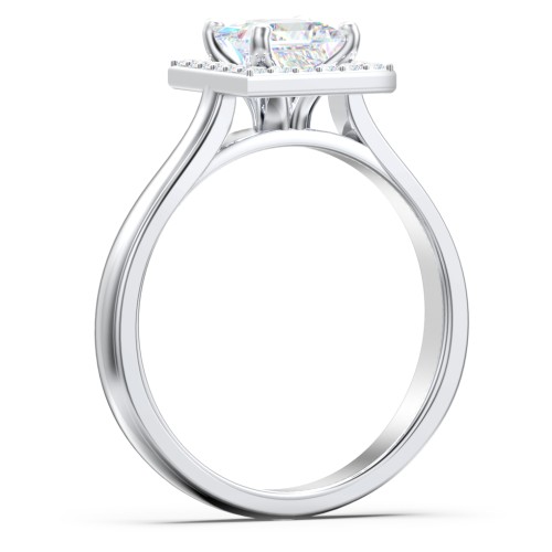 Classic Halo Solitaire Diamond Engagement Ring – 14K White Gold with Lab Diamond