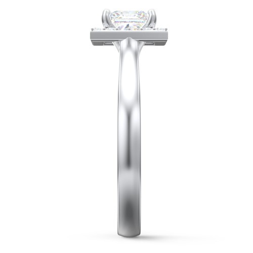 Classic Halo Solitaire Diamond Engagement Ring – 14K White Gold with Lab Diamond
