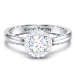 Classic Halo Solitaire Diamond Engagement Ring