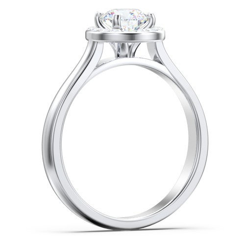 Classic Halo Solitaire Diamond Engagement Ring – 14K White Gold with Lab Diamond