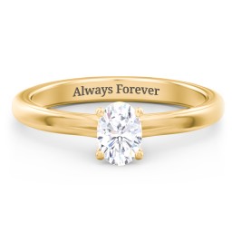 Solitaire Diamond Engagement Ring with Personalised Initials in 10K Solid Yellow Gold with 04LABDIAM-OV-0.50-VS2-G-G