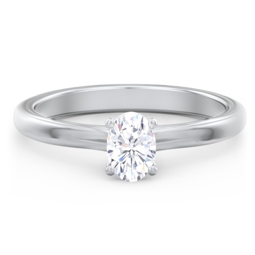 Solitaire Diamond Engagement Ring with Personalised Initials – 14K White Gold