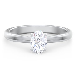 Solitaire Diamond Engagement Ring with Personalised Initials – 14K White Gold