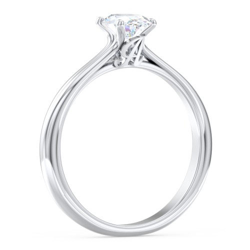 Solitaire Diamond Engagement Ring with Personalised Initials – 14K White Gold