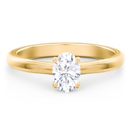 Solitaire Diamond Engagement Ring with Personalised Initials in 10K Solid Yellow Gold