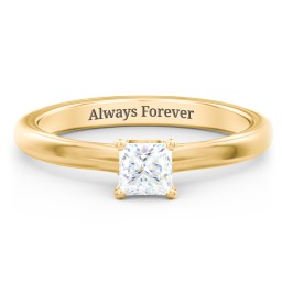 Solitaire Diamond Engagement Ring with Personalised Initials in 10K Solid Yellow Gold with 04LABDIAM-PC-0.50-VS2-F-G