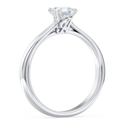 Solitaire Diamond Engagement Ring with Personalised Initials – 14K White Gold