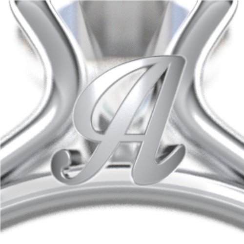 Solitaire Diamond Engagement Ring with Personalised Initials – 14K White Gold