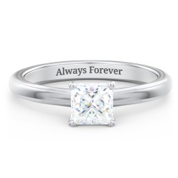 Solitaire Diamond Engagement Ring with Personalised Initials