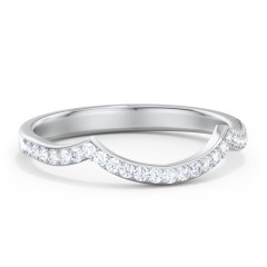 Arched Diamond Accent Wedding Band – 14K White Gold with Lab Diamond