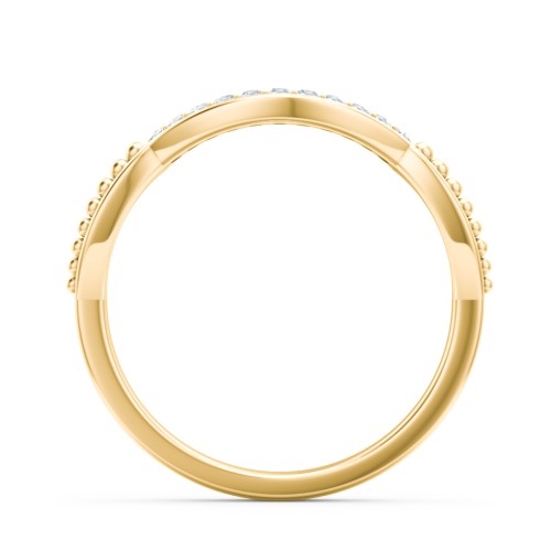 Diamond Accent Arched Wedding Band – 10K Yellow Gold with Lab Diamond