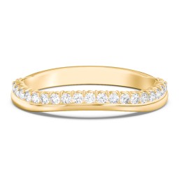 Curved Half Eternity Diamond Band in 10K Solid Yellow Gold