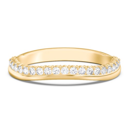 Curved Half Eternity Diamond Band – 10K Yellow Gold with Lab Diamond