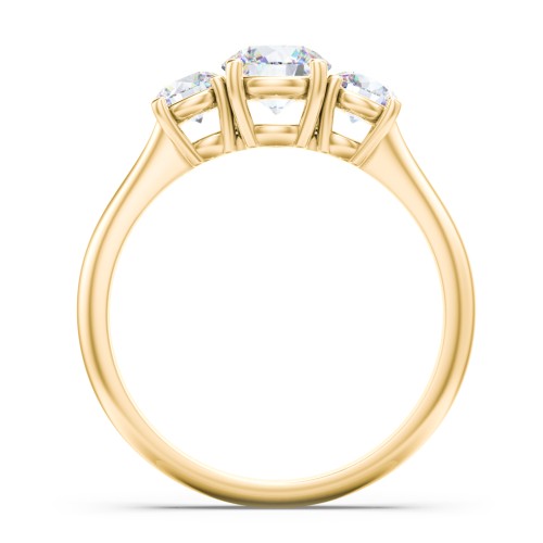 Classic 3-Stone Diamond Engagement Ring – 10K Yellow Gold with Lab Diamond