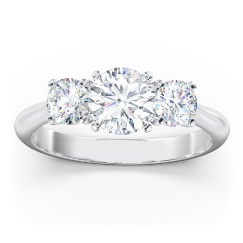 Classic 3-Stone Diamond Engagement Ring – 14K White Gold with Lab Diamond