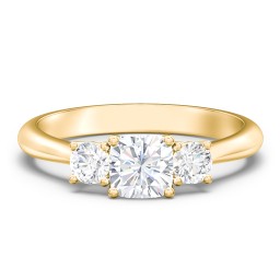 Classic 3-Stone Diamond Engagement Ring in 10K Solid Yellow Gold with 04LABDIAM-CU-1.00-VS2-G-G and Lab Diamond