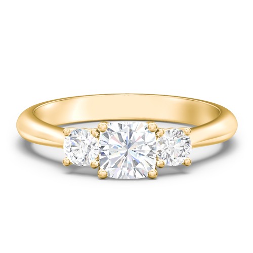 Classic 3-Stone Diamond Engagement Ring – 10K Yellow Gold with Lab Diamond