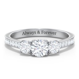 Classic 3-Stone Diamond Engagement Ring with Accents