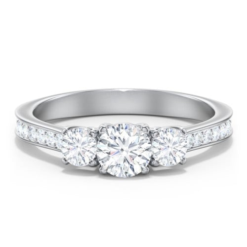 Classic 3-Stone Diamond Engagement Ring with Accents