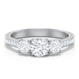 Classic 3-Stone Diamond Engagement Ring with Accents