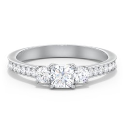 Classic 3-Stone Diamond Engagement Ring with Accents