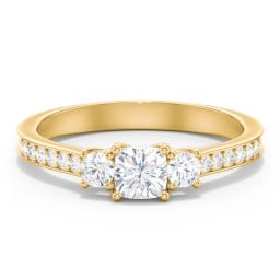 Classic 3-Stone Diamond Engagement Ring with Accents