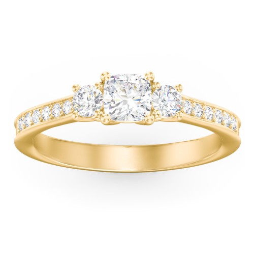 Classic 3-Stone Diamond Engagement Ring with Accents