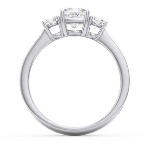 Classic 3-Stone Diamond Engagement Ring with Accents – 14K White Gold with Lab Diamond