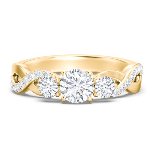 3-Stone Diamond Infinity Engagement Ring with Accents – 10K Yellow Gold with Diamond