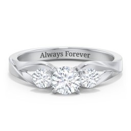 3-Stone Diamond Engagement Ring with Twisted Split Shank