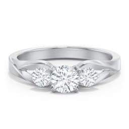 3-Stone Diamond Engagement Ring with Twisted Split Shank