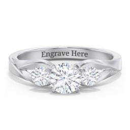 3-Stone Diamond Engagement Ring with Twisted Split Shank