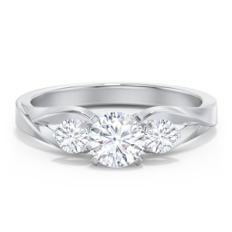 3-Stone Diamond Engagement Ring with Twisted Split Shank