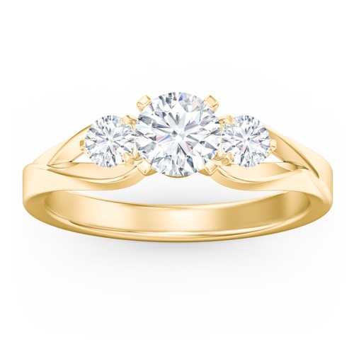3-Stone Diamond Engagement Ring with Twisted Split Shank