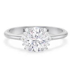 Modern Oval Solitaire Engagement Ring with Side Accents