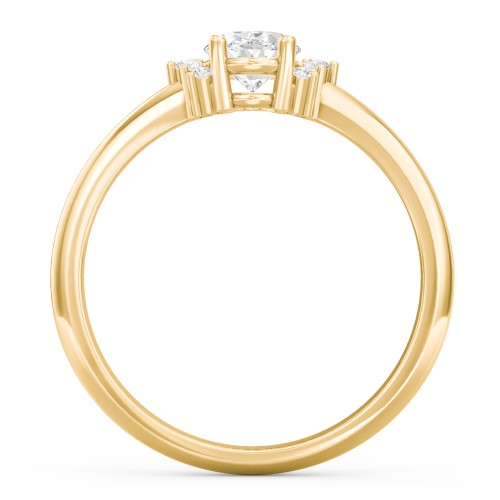 Modern Oval Solitaire Engagement Ring with Side Accents