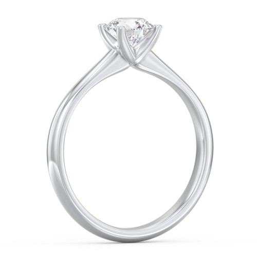 Modern Round Solitaire Engagement Ring – 14K White Gold