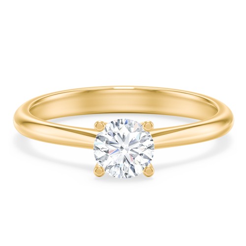 Modern Round Solitaire Engagement Ring – 10K Yellow Gold