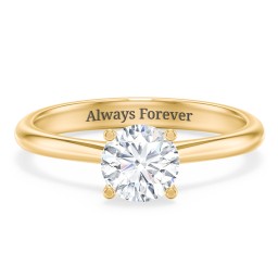Modern Round Solitaire Engagement Ring in 10K Solid Yellow Gold with 04LABDIAM-RD-1.00-SI1-F-VG