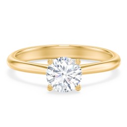 Modern Round Solitaire Engagement Ring in 10K Solid Yellow Gold