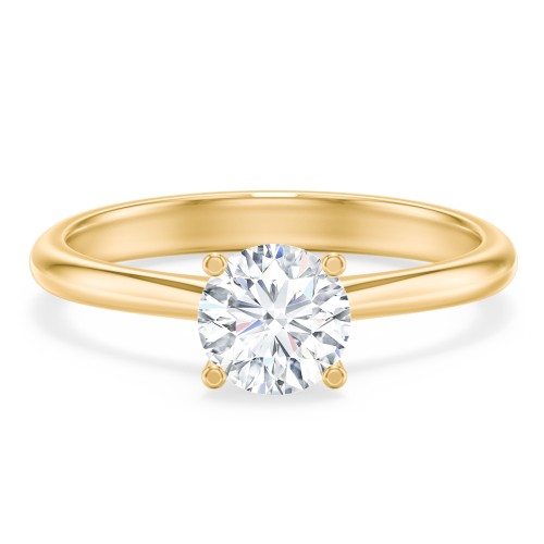 Modern Round Solitaire Engagement Ring – 10K Yellow Gold
