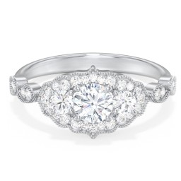 Vintage 3 Stone Engagement Ring with Accents