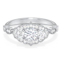 Vintage 3 Stone Engagement Ring with Accents – 10K Yellow Gold with Diamond