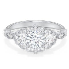 Vintage 3 Stone Engagement Ring with Accents