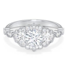 Vintage 3 Stone Engagement Ring with Accents